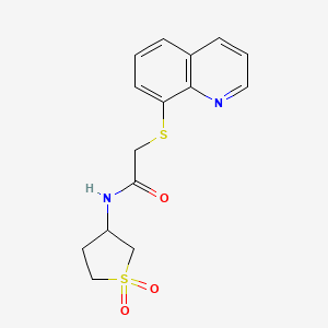 molecular formula C15H16N2O3S2 B2920320 N-(1,1-dioxothiolan-3-yl)-2-quinolin-8-ylsulfanylacetamide CAS No. 712307-26-1