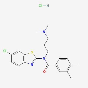 molecular formula C21H25Cl2N3OS B2920322 N-(6-chlorobenzo[d]thiazol-2-yl)-N-(3-(dimethylamino)propyl)-3,4-dimethylbenzamide hydrochloride CAS No. 1052534-16-3