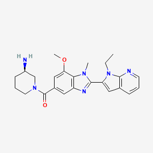 molecular formula C24H28N6O2 B2920323 [(3r)-3-Aminopiperidin-1-Yl][2-(1-Ethyl-1h-Pyrrolo[2,3-B]pyridin-2-Yl)-7-Methoxy-1-Methyl-1h-Benzimidazol-5-Yl]methanone CAS No. 1549810-81-2