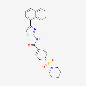 N-[(2Z)-4-(naphthalen-1-yl)-2,3-dihydro-1,3-thiazol-2-ylidene]-4-(piperidine-1-sulfonyl)benzamide