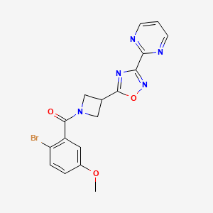 molecular formula C17H14BrN5O3 B2920331 (2-溴-5-甲氧基苯基)(3-(3-(嘧啶-2-基)-1,2,4-恶二唑-5-基)氮杂环丁-1-基)甲甲烷酮 CAS No. 1324506-33-3