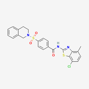molecular formula C24H20ClN3O3S2 B2920334 N-(7-chloro-4-methylbenzo[d]thiazol-2-yl)-4-((3,4-dihydroisoquinolin-2(1H)-yl)sulfonyl)benzamide CAS No. 905686-15-9