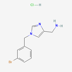 molecular formula C11H13BrClN3 B2920341 [1-(3-Bromobenzyl)-1H-imidazol-4-yl]methanamine hydrochloride CAS No. 1713163-40-6