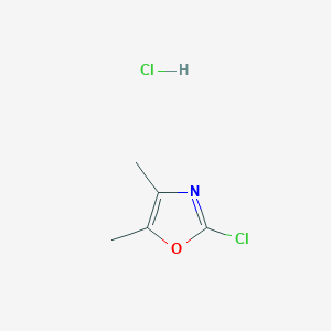 molecular formula C5H7Cl2NO B2920369 2-氯-4,5-二甲基-1,3-恶唑；盐酸盐 CAS No. 2375270-30-5