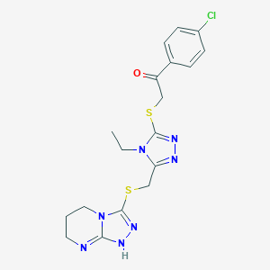 1-(4-chlorophenyl)-2-[[4-ethyl-5-(1,5,6,7-tetrahydro-[1,2,4]triazolo[4,3-a]pyrimidin-3-ylsulfanylmethyl)-1,2,4-triazol-3-yl]sulfanyl]ethanone