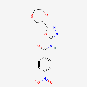 N-(5-(5,6-dihydro-1,4-dioxin-2-yl)-1,3,4-oxadiazol-2-yl)-4-nitrobenzamide