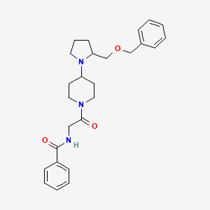 molecular formula C26H33N3O3 B2920383 N-(2-(4-(2-((benzyloxy)methyl)pyrrolidin-1-yl)piperidin-1-yl)-2-oxoethyl)benzamide CAS No. 2034272-81-4