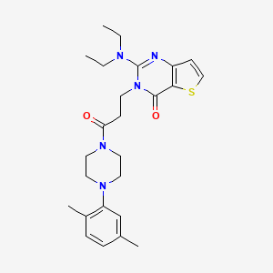 molecular formula C25H33N5O2S B2920389 2-(diethylamino)-3-{3-[4-(2,5-dimethylphenyl)piperazin-1-yl]-3-oxopropyl}-3H,4H-thieno[3,2-d]pyrimidin-4-one CAS No. 1112418-09-3