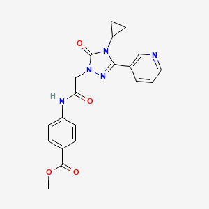 molecular formula C20H19N5O4 B2920399 4-(2-(4-环丙基-5-氧代-3-(吡啶-3-基)-4,5-二氢-1H-1,2,4-三唑-1-基)乙酰氨基)苯甲酸甲酯 CAS No. 1797588-30-7