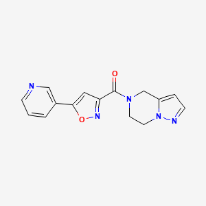 molecular formula C15H13N5O2 B2920412 (6,7-dihydropyrazolo[1,5-a]pyrazin-5(4H)-yl)(5-(pyridin-3-yl)isoxazol-3-yl)methanone CAS No. 2034400-86-5