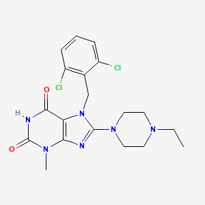 molecular formula C19H22Cl2N6O2 B2920436 7-(2,6-dichlorobenzyl)-8-(4-ethylpiperazin-1-yl)-3-methyl-1H-purine-2,6(3H,7H)-dione CAS No. 878432-05-4