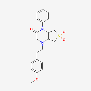 molecular formula C21H24N2O4S B2920445 4-(4-甲氧基苯乙基)-1-苯基六氢噻吩并[3,4-b]吡嗪-2(1H)-酮 6,6-二氧化物 CAS No. 1040708-08-4