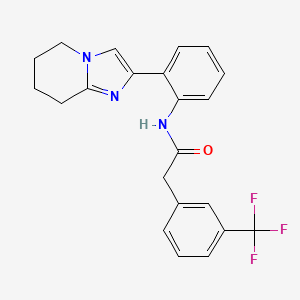 molecular formula C22H20F3N3O B2920451 N-(2-(5,6,7,8-tetrahydroimidazo[1,2-a]pyridin-2-yl)phenyl)-2-(3-(trifluoromethyl)phenyl)acetamide CAS No. 2034299-09-5