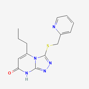 molecular formula C14H15N5OS B2920453 5-propyl-3-((pyridin-2-ylmethyl)thio)-[1,2,4]triazolo[4,3-a]pyrimidin-7(8H)-one CAS No. 891124-75-7