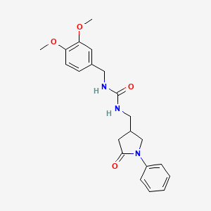 molecular formula C21H25N3O4 B2920457 1-[(3,4-dimethoxyphenyl)methyl]-3-[(5-oxo-1-phenylpyrrolidin-3-yl)methyl]urea CAS No. 954610-30-1