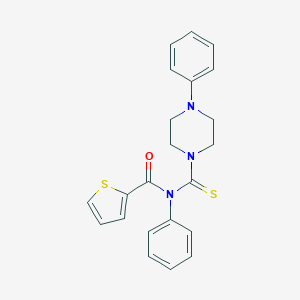 molecular formula C22H21N3OS2 B292046 N-phenyl-N-(4-phenylpiperazine-1-carbothioyl)thiophene-2-carboxamide 