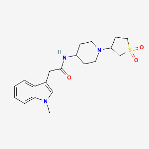 molecular formula C20H27N3O3S B2920461 N-(1-(1,1-dioxidotetrahydrothiophen-3-yl)piperidin-4-yl)-2-(1-methyl-1H-indol-3-yl)acetamide CAS No. 2034467-71-3