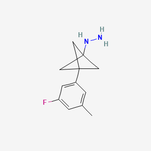 molecular formula C12H15FN2 B2920464 [3-(3-Fluoro-5-methylphenyl)-1-bicyclo[1.1.1]pentanyl]hydrazine CAS No. 2287279-46-1