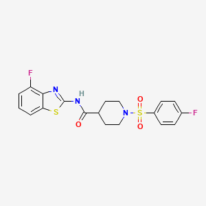molecular formula C19H17F2N3O3S2 B2920466 N-(4-氟苯并[d]噻唑-2-基)-1-((4-氟苯基)磺酰基)哌啶-4-甲酰胺 CAS No. 923509-12-0
