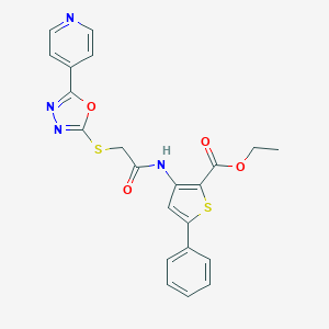 Ethyl 5-phenyl-3-[({[5-(4-pyridinyl)-1,3,4-oxadiazol-2-yl]sulfanyl}acetyl)amino]-2-thiophenecarboxylate