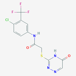 molecular formula C12H8ClF3N4O2S B2920476 N-(4-chloro-3-(trifluoromethyl)phenyl)-2-((5-oxo-4,5-dihydro-1,2,4-triazin-3-yl)thio)acetamide CAS No. 877433-19-7