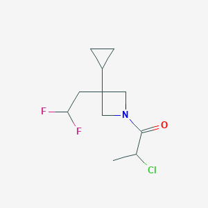 molecular formula C11H16ClF2NO B2920477 2-Chloro-1-[3-cyclopropyl-3-(2,2-difluoroethyl)azetidin-1-yl]propan-1-one CAS No. 2411307-17-8