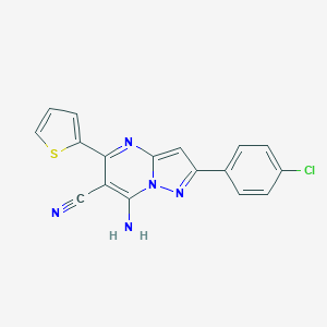 molecular formula C17H10ClN5S B292048 7-Amino-2-(4-chlorophenyl)-5-(2-thienyl)pyrazolo[1,5-a]pyrimidine-6-carbonitrile 