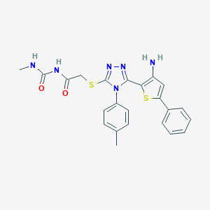 molecular formula C23H22N6O2S2 B292050 N-({[5-(3-amino-5-phenyl-2-thienyl)-4-(4-methylphenyl)-4H-1,2,4-triazol-3-yl]sulfanyl}acetyl)-N'-methylurea 