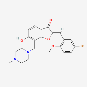 molecular formula C22H23BrN2O4 B2920503 (Z)-2-(5-bromo-2-methoxybenzylidene)-6-hydroxy-7-((4-methylpiperazin-1-yl)methyl)benzofuran-3(2H)-one CAS No. 896808-14-3