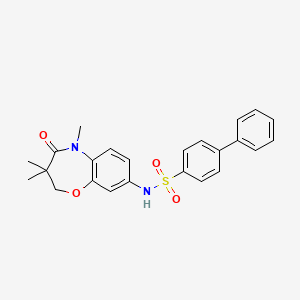 molecular formula C24H24N2O4S B2920506 N-(3,3,5-trimethyl-4-oxo-2,3,4,5-tetrahydrobenzo[b][1,4]oxazepin-8-yl)-[1,1'-biphenyl]-4-sulfonamide CAS No. 921903-78-8