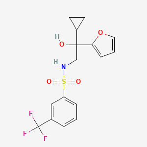 molecular formula C16H16F3NO4S B2920518 N-(2-cyclopropyl-2-(furan-2-yl)-2-hydroxyethyl)-3-(trifluoromethyl)benzenesulfonamide CAS No. 1396846-95-9