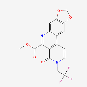 molecular formula C17H11F3N2O5 B2920519 Methyl 4-oxo-3-(2,2,2-trifluoroethyl)-3,4-dihydro[1,3]benzodioxolo[5,6-c][2,7]naphthyridine-5-carboxylate CAS No. 866050-65-9