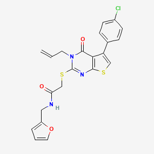 molecular formula C22H18ClN3O3S2 B2920525 2-[5-(4-氯苯基)-4-氧代-3-丙-2-烯基噻吩并[2,3-d]嘧啶-2-基]硫代-N-(呋喃-2-基甲基)乙酰胺 CAS No. 670273-41-3