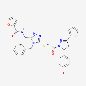 N-{[4-benzyl-5-({2-[5-(4-fluorophenyl)-3-(thiophen-2-yl)-4,5-dihydro-1H-pyrazol-1-yl]-2-oxoethyl}sulfanyl)-4H-1,2,4-triazol-3-yl]methyl}furan-2-carboxamide