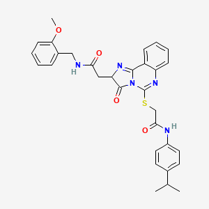 N-[(2-methoxyphenyl)methyl]-2-[3-oxo-5-[2-oxo-2-(4-propan-2-ylanilino)ethyl]sulfanyl-2H-imidazo[1,2-c]quinazolin-2-yl]acetamide