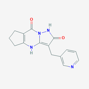 molecular formula C15H14N4O2 B292054 10-(Pyridin-3-ylmethyl)-1,8,12-triazatricyclo[7.3.0.03,7]dodeca-3(7),9-diene-2,11-dione 