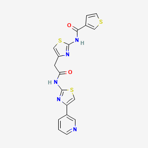 N-(4-(2-oxo-2-((4-(pyridin-3-yl)thiazol-2-yl)amino)ethyl)thiazol-2-yl)thiophene-3-carboxamide