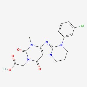 molecular formula C17H16ClN5O4 B2920546 2-[9-(3-chlorophenyl)-1-methyl-2,4-dioxo-7,8-dihydro-6H-purino[7,8-a]pyrimidin-3-yl]acetic acid CAS No. 878423-39-3