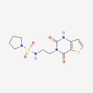 molecular formula C12H16N4O4S2 B2920560 N-(2-(2,4-dioxo-1,2-dihydrothieno[3,2-d]pyrimidin-3(4H)-yl)ethyl)pyrrolidine-1-sulfonamide CAS No. 1904311-94-9