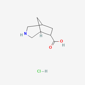 molecular formula C8H14ClNO2 B2920561 3-Azabicyclo[3.2.1]octane-6-carboxylic acid hcl CAS No. 2287318-53-8