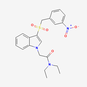 molecular formula C21H23N3O5S B2920569 N,N-diethyl-2-(3-((3-nitrobenzyl)sulfonyl)-1H-indol-1-yl)acetamide CAS No. 894005-25-5