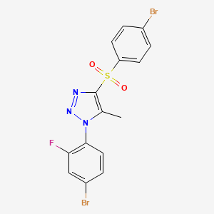molecular formula C15H10Br2FN3O2S B2920574 1-(4-bromo-2-fluorophenyl)-4-(4-bromobenzenesulfonyl)-5-methyl-1H-1,2,3-triazole CAS No. 1097885-03-4