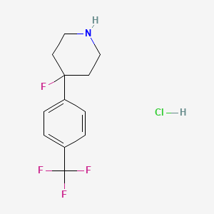 molecular formula C12H14ClF4N B2920578 4-氟-4-[4-(三氟甲基)苯基]哌啶盐酸盐 CAS No. 1004619-25-3