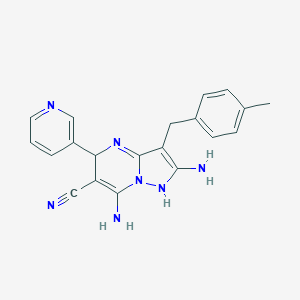 molecular formula C20H19N7 B292059 2,7-diamino-3-[(4-methylphenyl)methyl]-5-pyridin-3-yl-1,5-dihydropyrazolo[1,5-a]pyrimidine-6-carbonitrile 