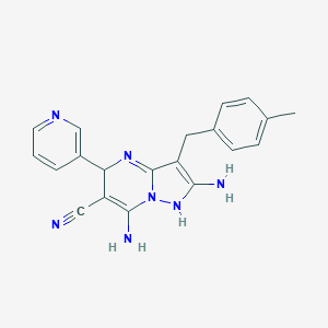 2,7-diamino-3-[(4-methylphenyl)methyl]-5-pyridin-3-yl-1,5-dihydropyrazolo[1,5-a]pyrimidine-6-carbonitrile