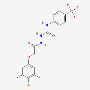 molecular formula C18H17BrF3N3O3 B2920590 2-(4-Bromo-3,5-dimethylphenoxy)-N-((N-(4-(trifluoromethyl)phenyl)carbamoyl)amino)ethanamide CAS No. 1022288-03-4