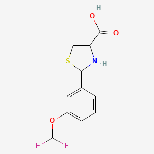 molecular formula C11H11F2NO3S B2920596 2-[3-(Difluoromethoxy)phenyl]-1,3-thiazolidine-4-carboxylic acid CAS No. 1268957-04-5