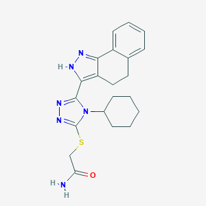 2-{[4-cyclohexyl-5-(4,5-dihydro-2H-benzo[g]indazol-3-yl)-4H-1,2,4-triazol-3-yl]sulfanyl}acetamide