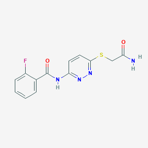 molecular formula C13H11FN4O2S B2920607 N-(6-((2-amino-2-oxoethyl)thio)pyridazin-3-yl)-2-fluorobenzamide CAS No. 1021057-08-8
