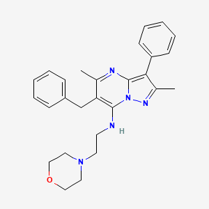 molecular formula C27H31N5O B2920613 6-benzyl-2,5-dimethyl-N-[2-(morpholin-4-yl)ethyl]-3-phenylpyrazolo[1,5-a]pyrimidin-7-amine CAS No. 850187-50-7